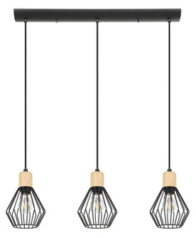 Palmorla Three Light Pendant in Structured Black (217|43378A)