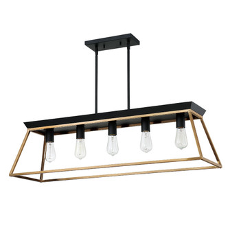Paulino Five Light Pendant in Brushed Gold and Matte Black (217|204596A)