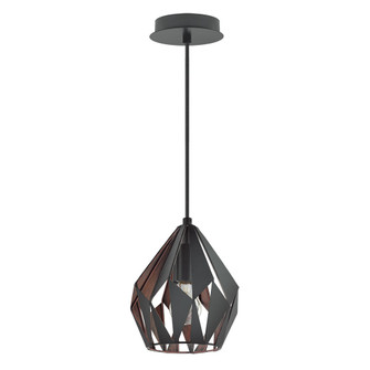 Carlton 3 One Light Pendant in Matte Black & Copper (217|202034A)