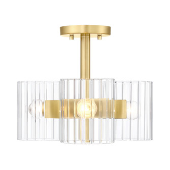 Aries Three Light Semi Flush Mount in Brushed Gold (43|D284C-SF-BG)