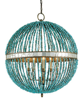 Alberto Five Light Chandelier in Turquoise/Cupertino/Antique Mirror (142|9763)