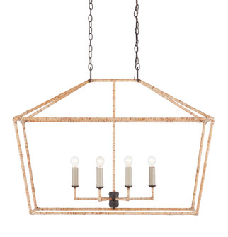 Denison Rattan Six Light Lantern in Molé Black/Natural (142|9000-0874)