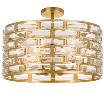 Meridian Six Light Semi Flush Mount in Antique Gold (60|MER-4866-GA_CEILING)