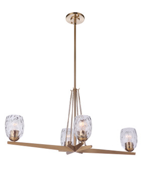 Guiding Star Four Light Island Linear Chandelier in Satin Brass (46|57374-SB)