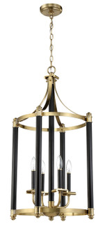 Stanza Four Light Foyer Pendant in Flat Black/Satin Brass (46|54834-FBSB)