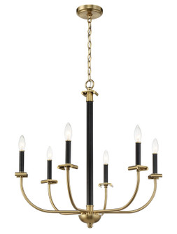 Stanza Six Light Chandelier in Flat Black/Satin Brass (46|54826-FBSB)