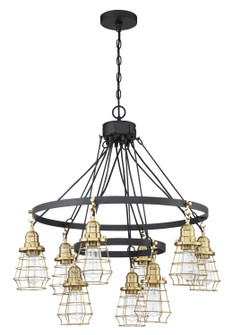 Thatcher Nine Light Chandelier in Flat Black/Satin Brass (46|50629-FBSB)