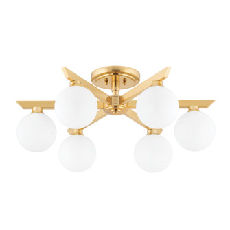 Astra Six Light Semi Flush Mount in Vintage Brass (68|402-06-VB)