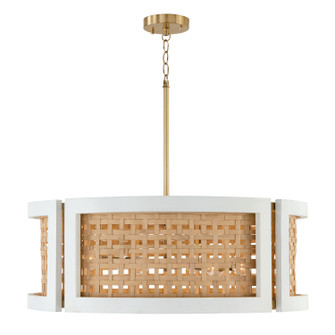 Lola Six Light Chandelier in Flat White and Matte Brass (65|444361WM)