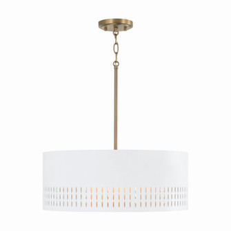 Dash Three Light Pendant in Aged Brass and White (65|350233AW)
