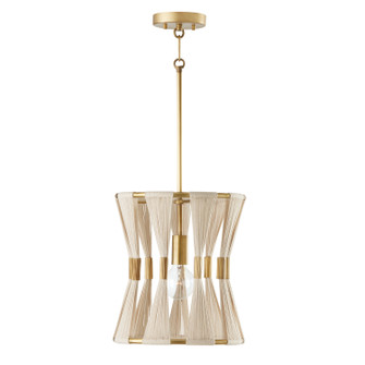 Bianca One Light Pendant in Bleached Natural Rope and Patinaed Brass (65|341111NP)
