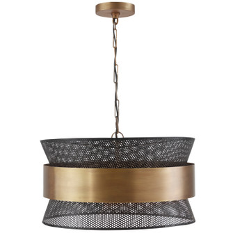 Loren Four Light Pendant in Patinaed Brass and Black (65|330447PK)