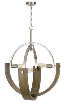 Rauma Four Light Chandelier in Wood/Brushed Steel (225|FX-3741-4)