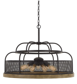 Akaki Nine Light Chandelier in Iron/Light Oak (225|FX-3706-9)