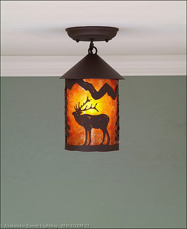 Cascade-Mountain Elk Rustic Brown One Light Semi Flush Mount in Rustic Brown (172|M48433AM-27)