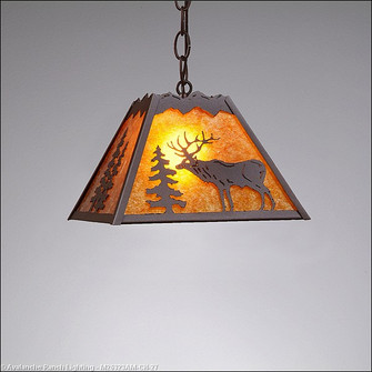 Rocky Mountain-Valley Elk Rustic Brown One Light Pendant in Rustic Brown (172|M26323AM-CH-27)