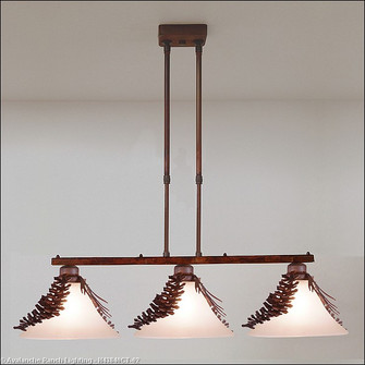 Cedarwood-Spruce Cone Three Light Island-Bar Light in Rust Patina (172|H43840CT-02)