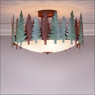 Crestline-Pine Tree Three Light Semi-Flush Mount in Pine Green/Rust Patina (172|A48542FC-04)