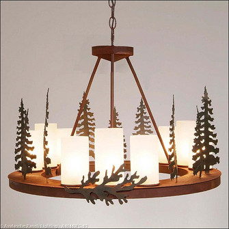 Wisley-Cedar Tree Nine Light Chandelier in Cedar Green/Rust Patina (172|A41443FC-03)