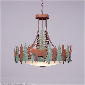 Crestline-Elk Five Light Chandelier in Pine Green/Rust Patina (172|A40334FC-HR-04)