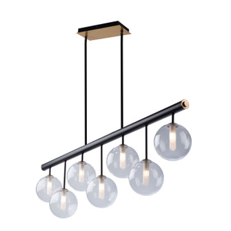 Aurelia Seven Light Island Pendant in Matte Black & Brass (78|AC11767VB)