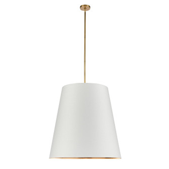 Calor Three Light Pendant in Vintage Brass/White Linen With Gold Parchment (452|PD311030VBWG)