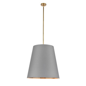 Calor Three Light Pendant in Gray Linen With Gold Parchment/Vintage Brass (452|PD311025VBGG)