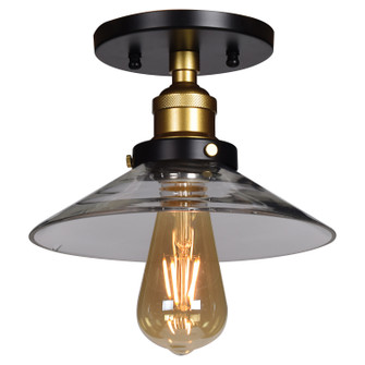 The District LED Semi-Flush Mount in Black and Gold (18|24001LEDDLP-BGL/CLR)