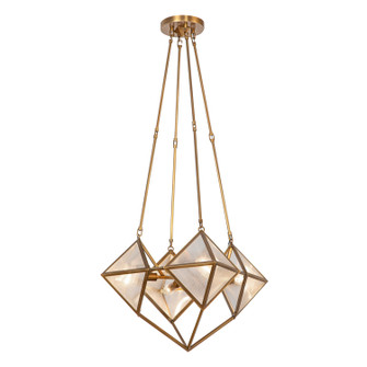 Cairo Four Light Chandelier in Ribbed Glass/Vintage Brass (452|CH332421VBCR)