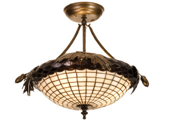 Greenbriar Oak Three Light Semi-Flushmount in Antique Copper (57|98965)