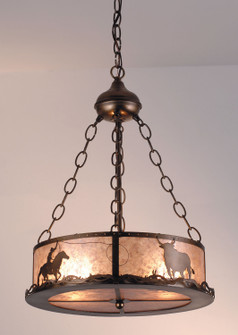 Cowboy & Steer Two Light Inverted Pendant in Antique Copper (57|98434)