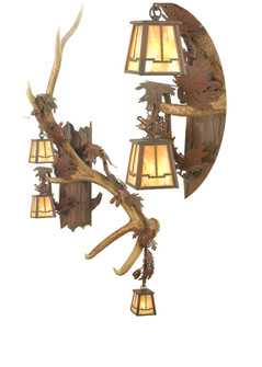 Antlers Three Light Wall Sconce in Wrought Iron On Rust (57|82835)