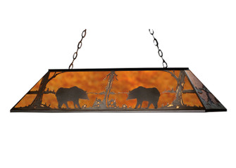 Bear At Lake Nine Light Oblong Pendant in Black Metal (57|71348)