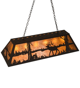 Elk At Lake Nine Light Oblong Pendant in Black Metal (57|66092)