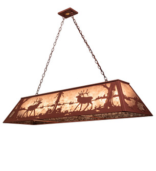 Elk At Lake Nine Light Oblong Pendant in Rust (57|48429)