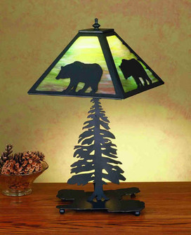 Lone Bear Two Light Table Lamp in Black Metal (57|32552)