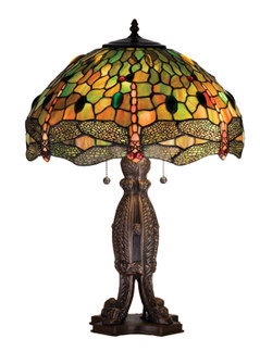 Tiffany Hanginghead Dragonfly Two Light Table Lamp in Orange Greenr (57|28527)