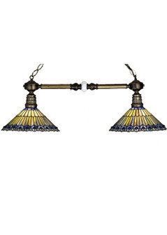 Tiffany Jeweled Peacock Two Light Island Pendant in Craftsman Brown (57|27411)