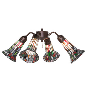 Stained Glass Pond Lily Four Light Fan Light in Mahogany Bronze (57|261521)