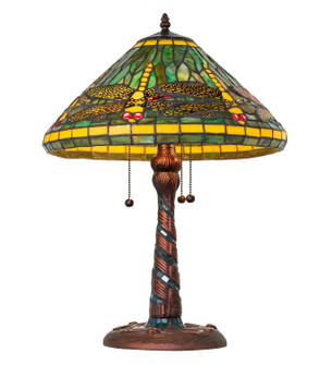 Tiffany Dragonfly Three Light Table Lamp in Mahogany Bronze (57|259779)