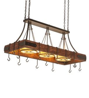 Steamboat Nine Light Pot Rack in Bronze,Natural Wood (57|257727)