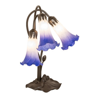 Blue/White Pond Lily Three Light Table Lamp in Mahogany Bronze (57|251859)