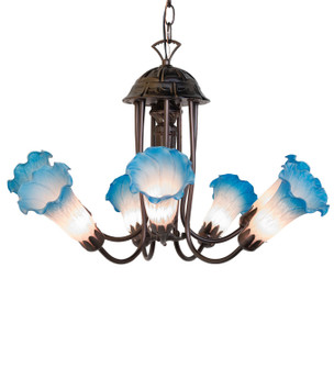 Pink/Blue Seven Light Chandelier in Mahogany Bronze (57|251584)