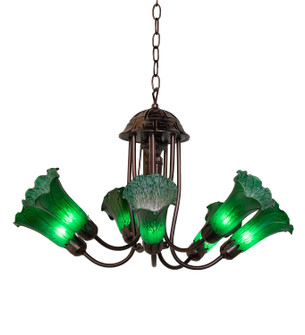 Green Seven Light Chandelier in Green,Mahogany Bronze (57|251578)