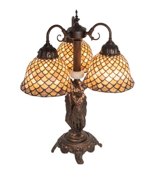 Tiffany Fishscale Three Light Table Lamp in Mahogany Bronze (57|245477)