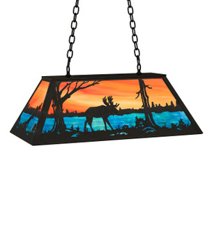 Moose At Lake Six Light Pendant in Black Metal (57|234273)