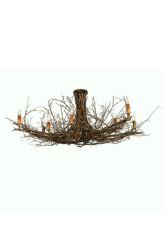 Twigs Eight Light Semi-Flushmount in Antique Copper,Natural Wood (57|23222)