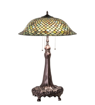 Tiffany Fishscale Three Light Table Lamp in Mahogany Bronze (57|230465)