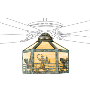 Fly Fisherman One Light Fan Light Shade in Verdigris (57|22345)