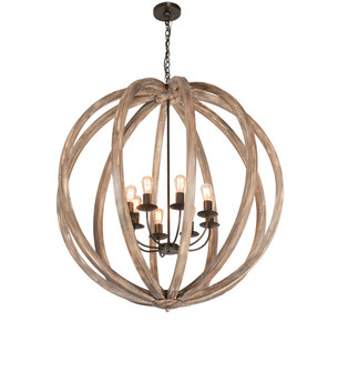 Woodward Eight Light Pendant in Bronze,Natural Wood (57|218452)